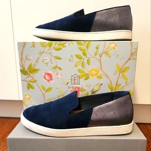 Birdies swift sneakers navy metallic suede womens US 8.5
